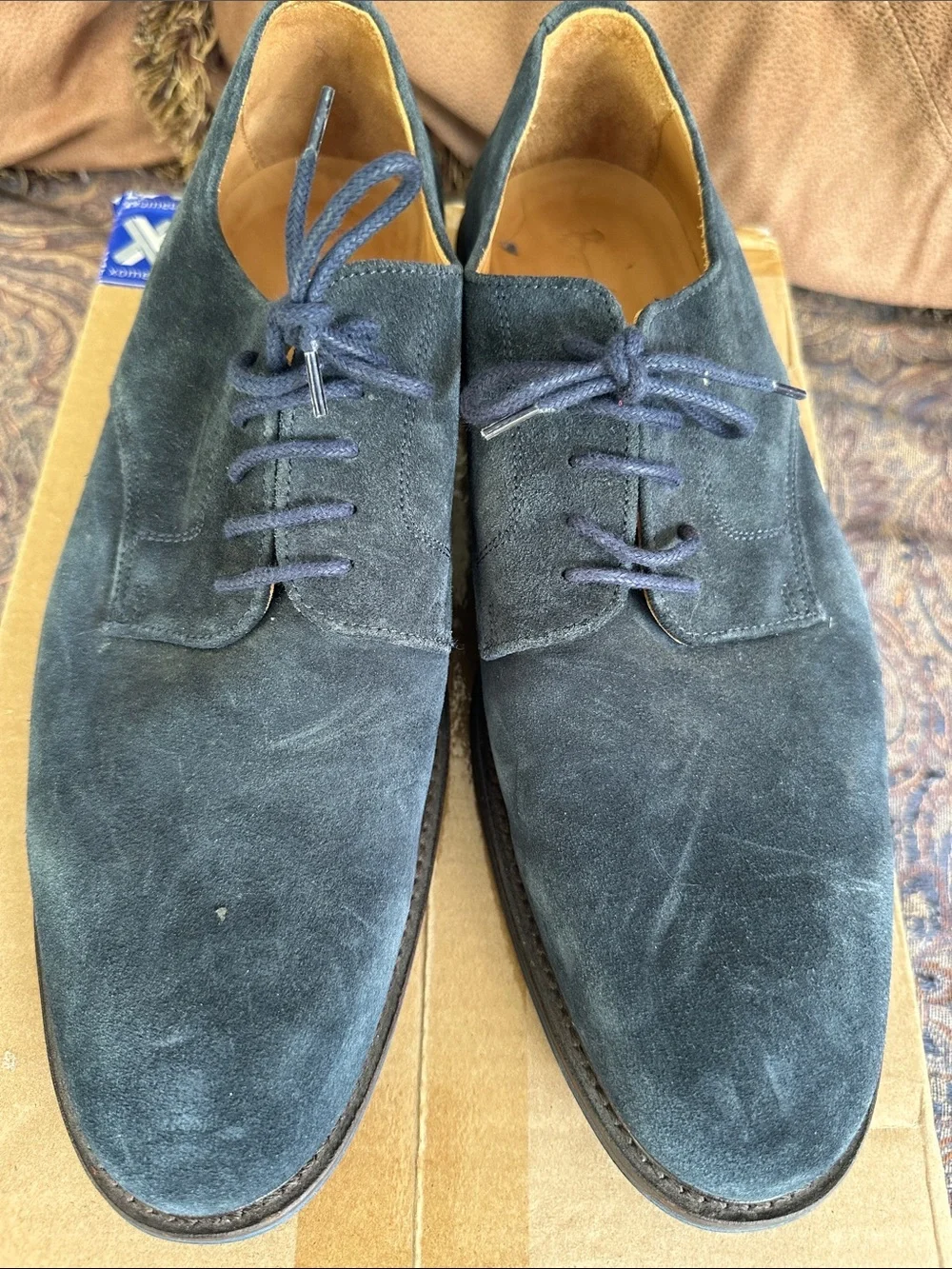 Men's Navy Suede Chukka Boots - Classic Lace-Up